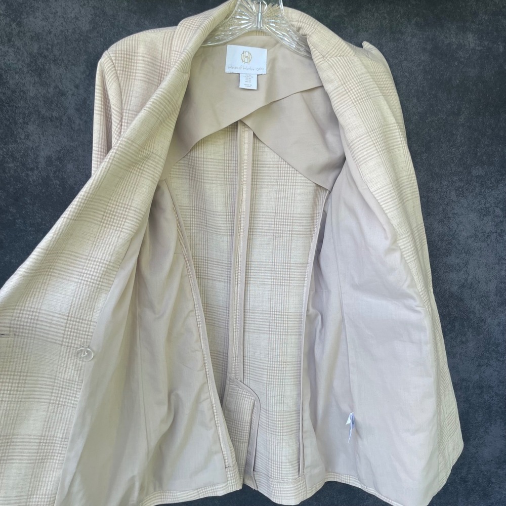 House of Harlow 1960 Womens Tan Windowpane Blazer Jacket XS Professional Classy - Picture 6 of 14